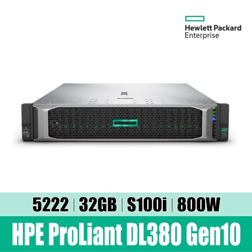 HPE DL380 Gen10 5222 32GB-R S100i NC 8SFF 800W Server P40422-B21