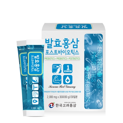 [홍삼의아침] 한국고려홍삼 발효홍삼 포스트바이오틱스 유산균 / 2000mg 30포(1개월분)