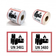 리튬배터리 화물 스티커 UN3480 UN3481 / 리튬 배터리 운송주의 라벨 / 100mm x 100mm 라벨지 500장