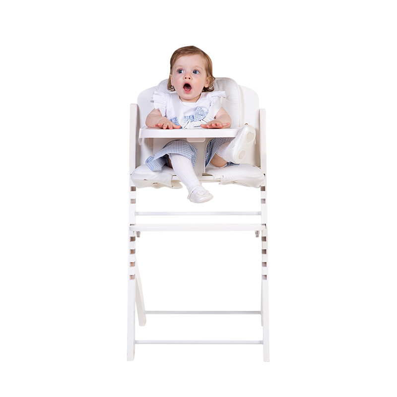 [벨기에브랜드/프리미엄] 차일드홈 에보짓 화이트_하이체어+트레이+안전가드+안전벨트 풀세트 아기 유아 이유식의자 친환경 원목 식탁의자