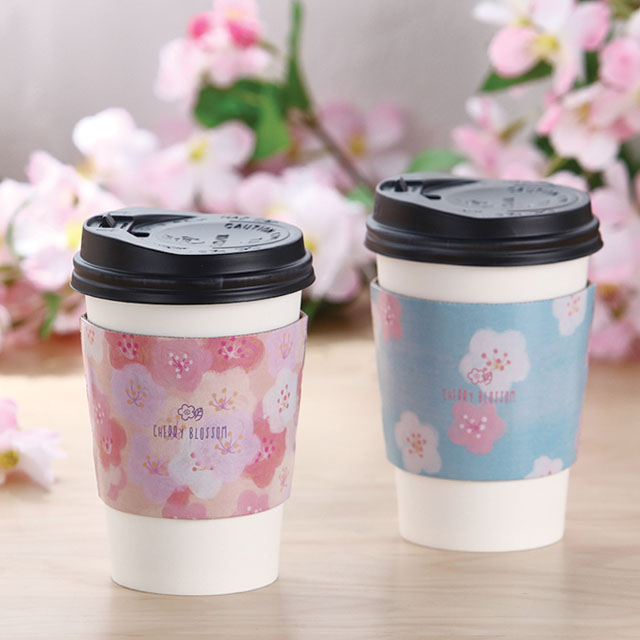 [♥봄 시즌♥]컵홀더 벚꽃 2종 혼입-종이컵 10oz,13oz,16oz-플라스틱(PET 92.5Φ) 14oz,16oz[1,000개/BOX]종이재질:SC마닐라지