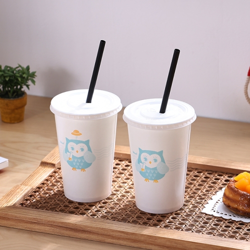 [음료용종이컵 세트]★16oz 부엉이 뚜껑세트양면 코팅 음료컵/아이스 음료용[1,000개/BOX]