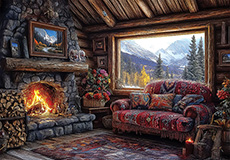 벽난로가 있는 거실