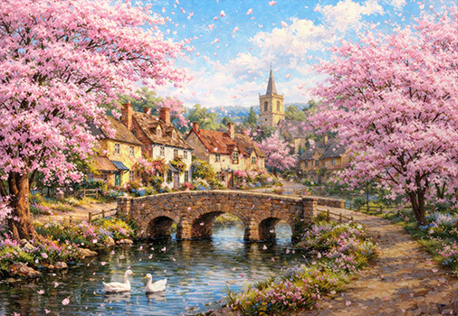 봄이 찾아온 벚꽃 마을