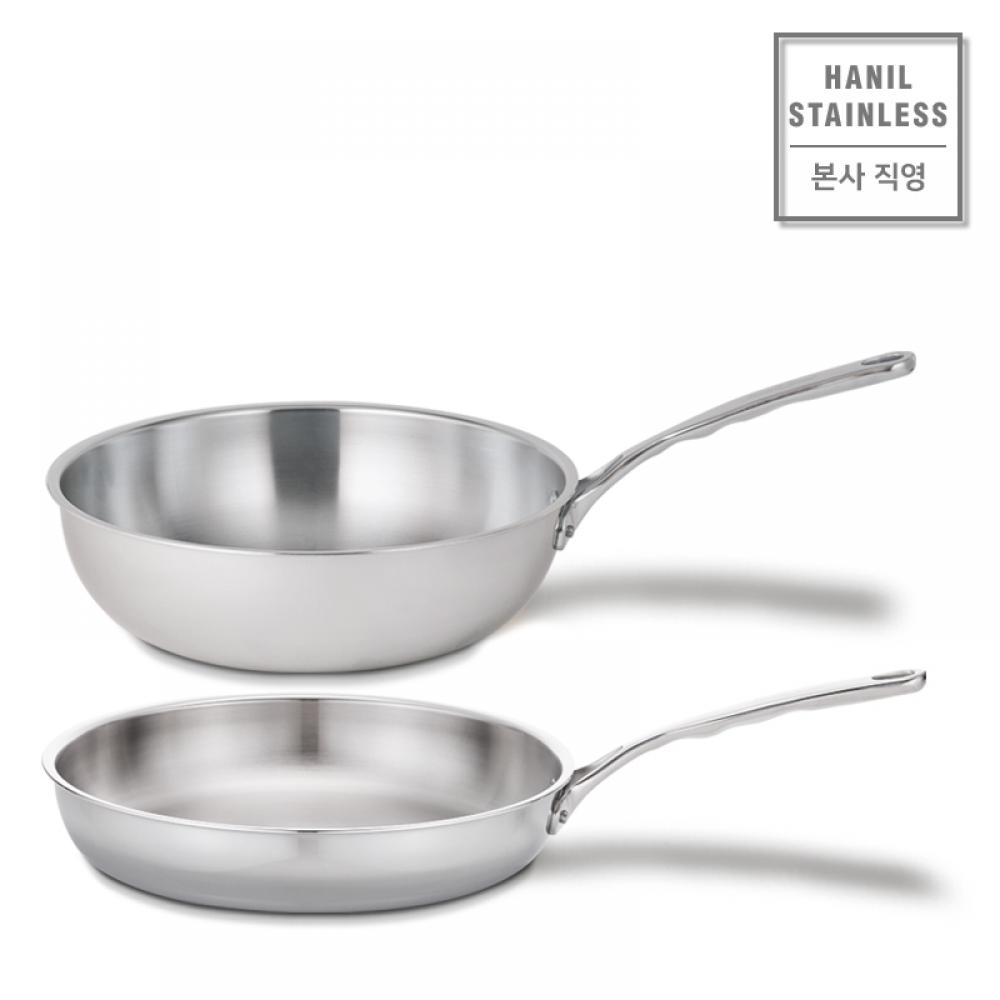 마스타쿠진 통3중 IH 스텐 궁중팬(웍)+프라이팬 28cm 2종세트/인덕션용