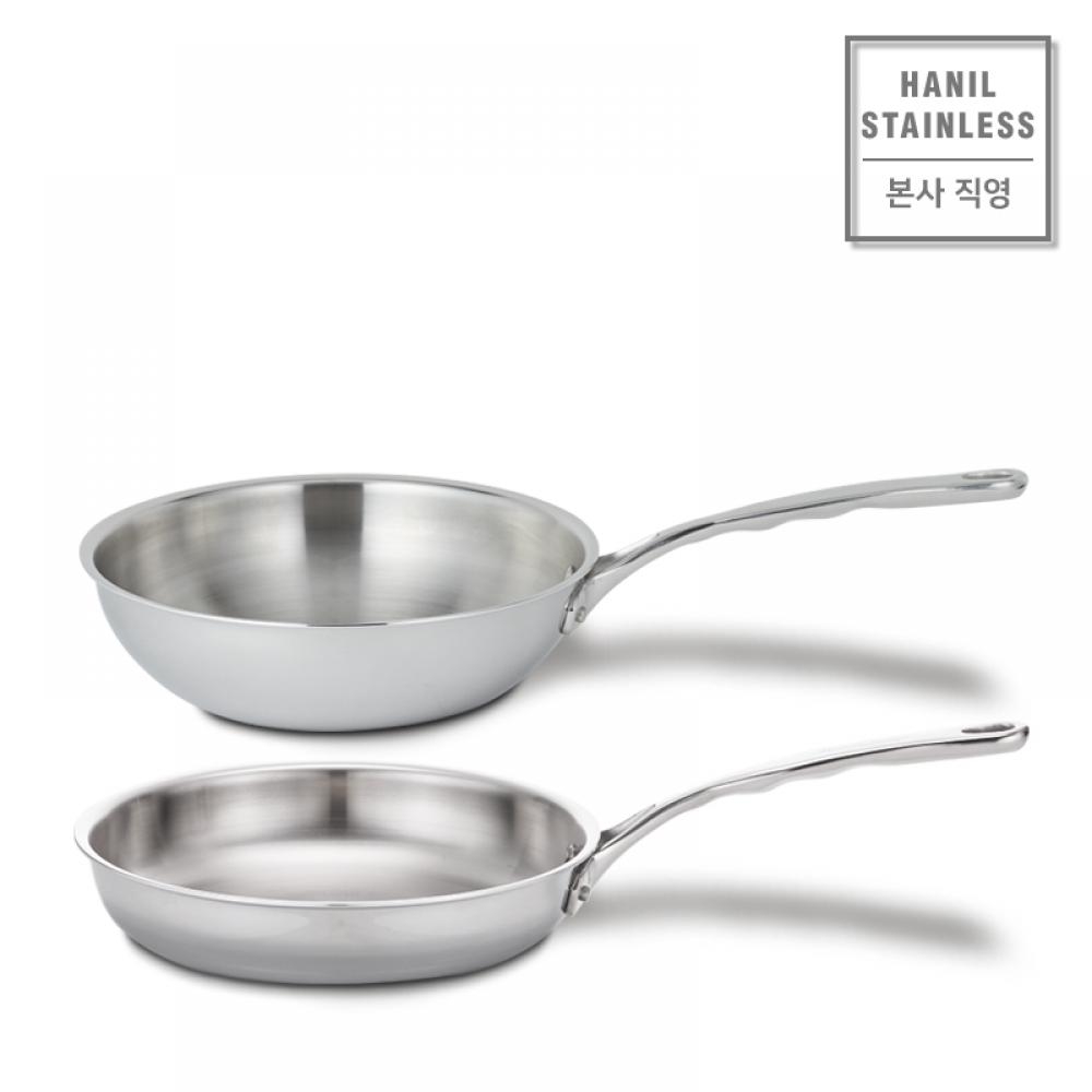 마스타쿠진 통3중 IH 스텐 궁중팬(웍)+프라이팬 24cm 2종세트/인덕션용