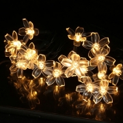 RXTS21092 태양광 LED 20구 플라워 가랜드 전구 3m 웜색 8가지점멸 정원 트리장식 꽃조명 크리스마스