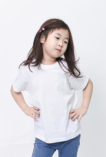 고급 아동 30수 백색 라운드(긴팔가능)
