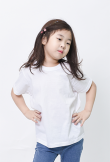 고급 아동 30수 백색 라운드(긴팔가능)