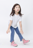 고급 아동 30수 백색 라운드(긴팔가능)