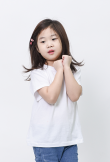 고급 아동 30수 백색 라운드(긴팔가능)