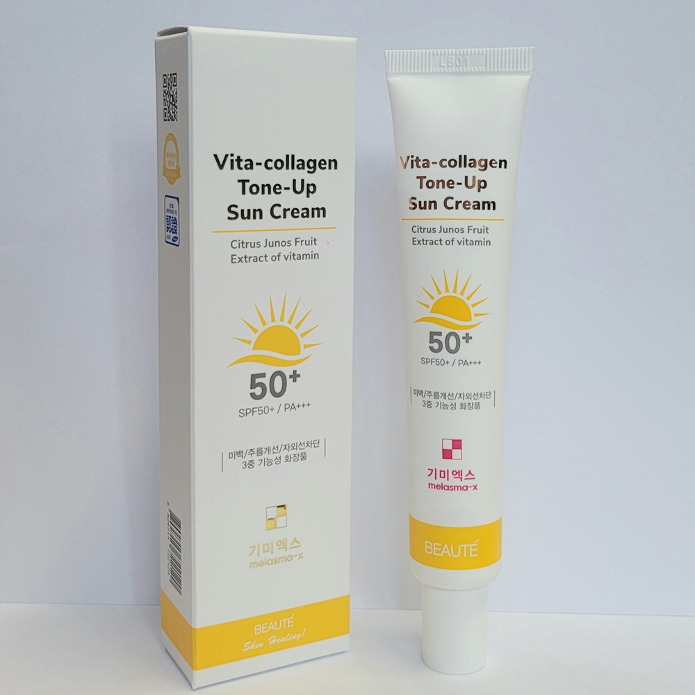 기미엑스 비타콜라겐 톤업썬크림 (45ml)  MELSMA-X VITA COLLAGEN TONE UP SUNCREAM  SPF 50+PA+++ FOR FACE (45ml)