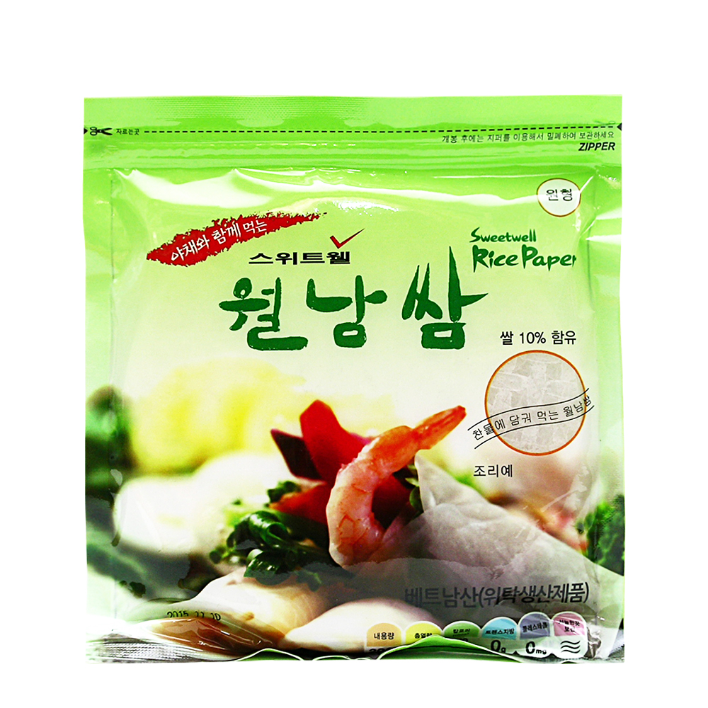스위트웰 월남쌈 200g-16cm-원형-지퍼백-약38장