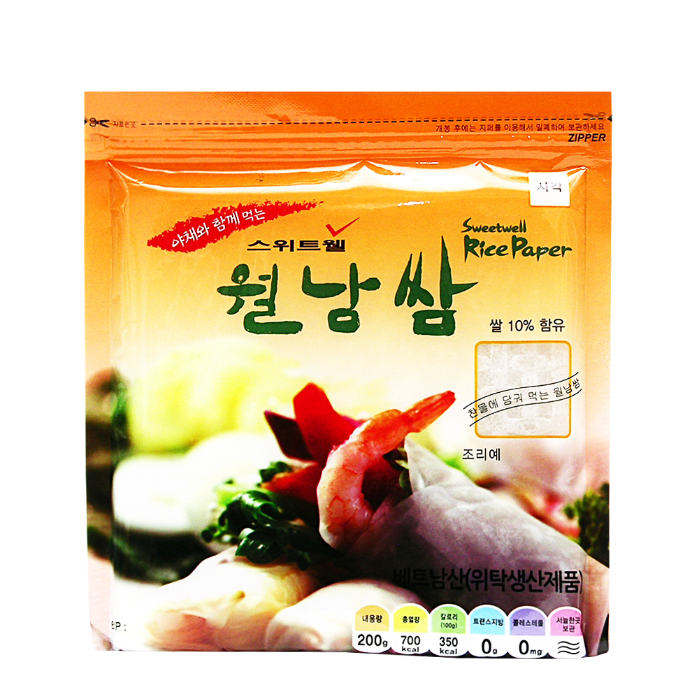 스위트웰 월남쌈 200g-16cm-사각-지퍼백