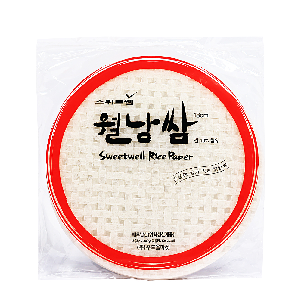 스위트웰 월남쌈 300g-18cm-원형-PP-약46장