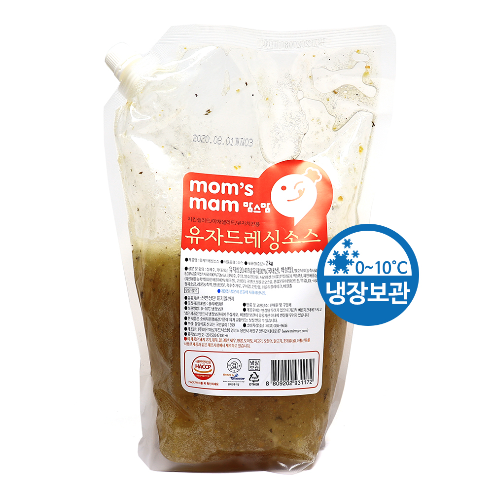 맘스맘 유자드레싱소스 2kg /냉장