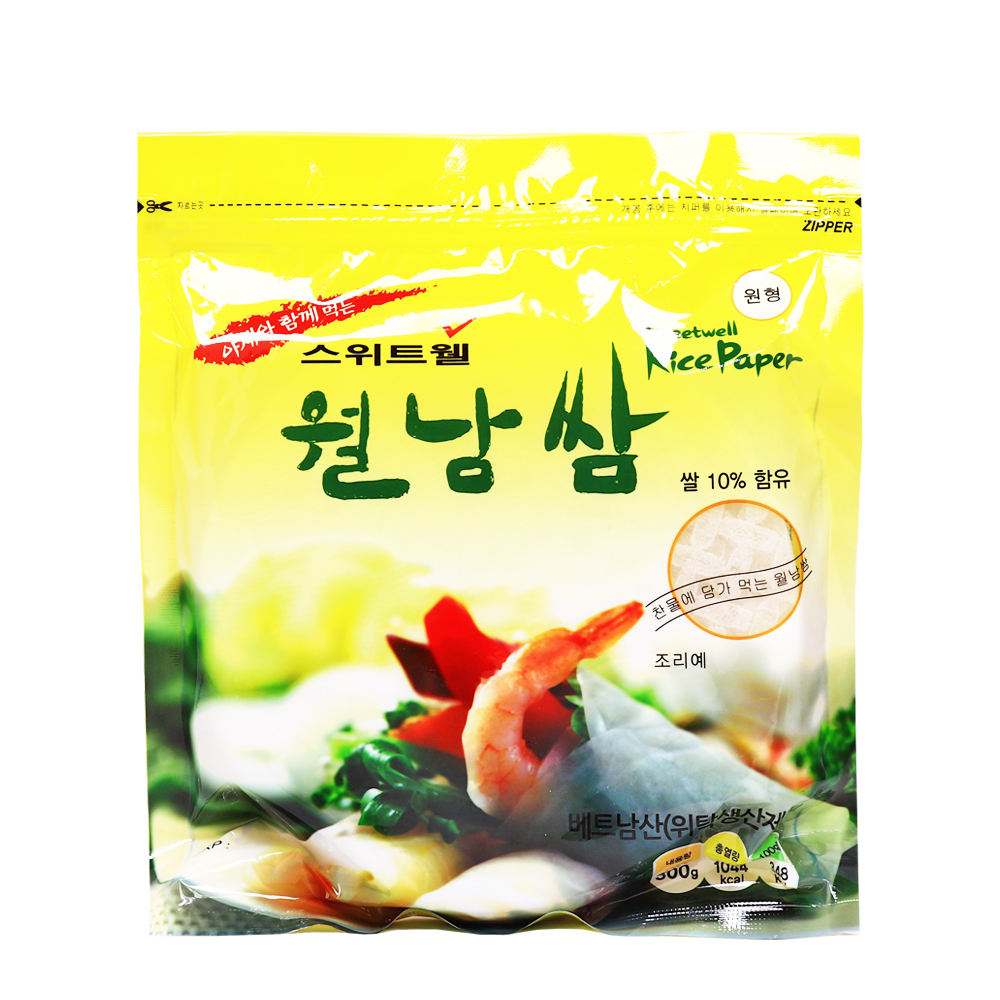 스위트웰 월남쌈 300g-16cm-원형-지퍼백-약57장