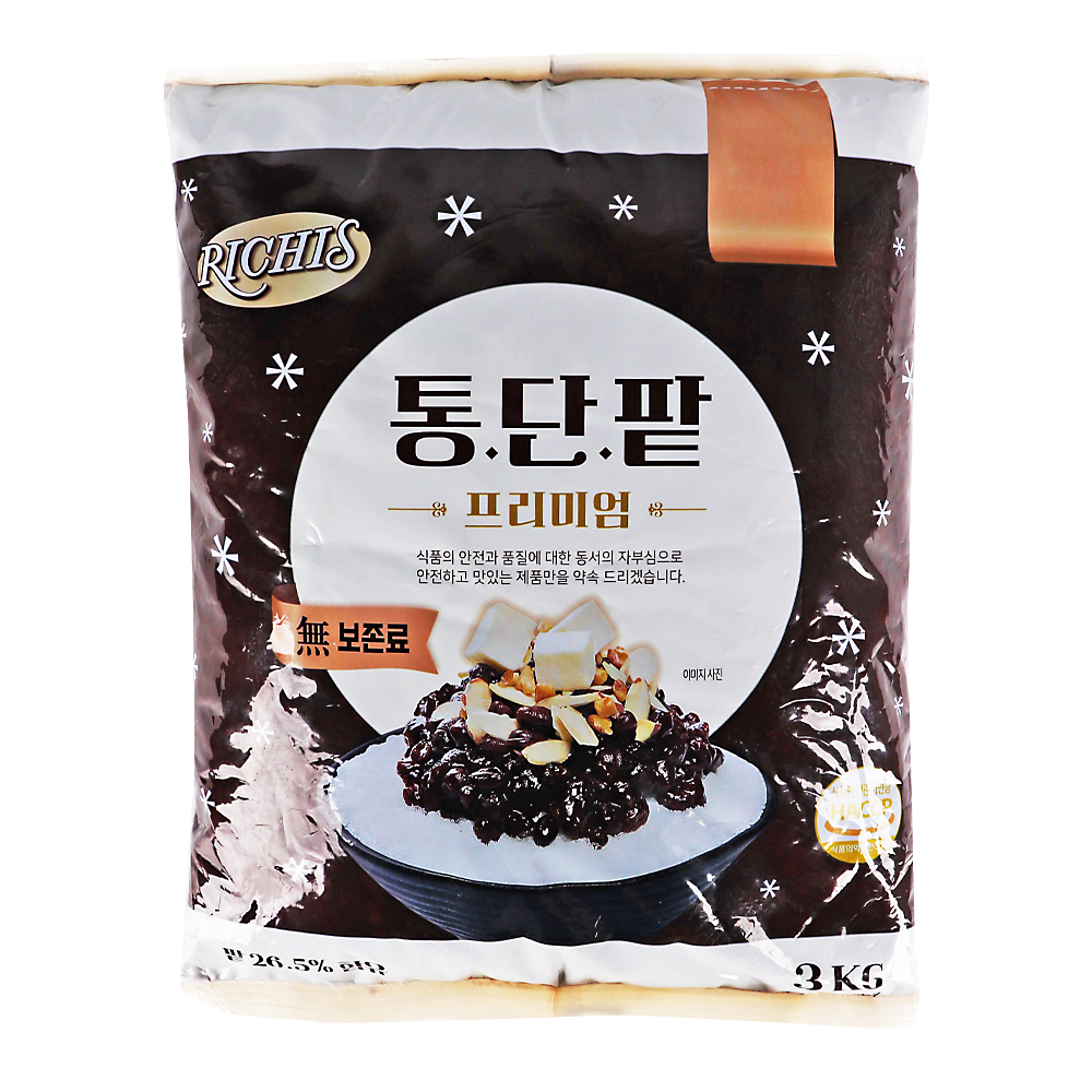 리치스 통단팥 프리미엄 3kg /빙수팥 파우치/ 소비기한 26.01.10