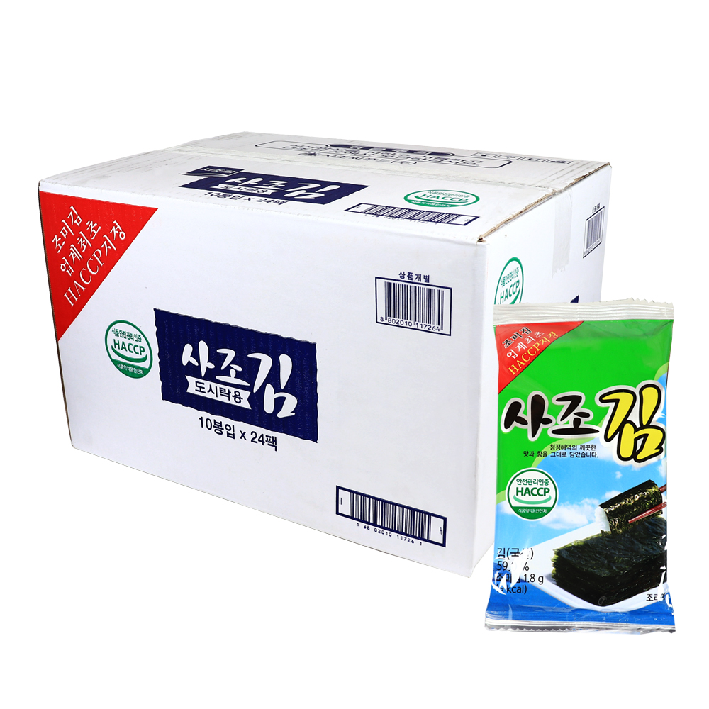 사조 도시락김 한박스 (1.8gX10봉X24ea) /업소용 조미김/ 소비기한 25.11.15