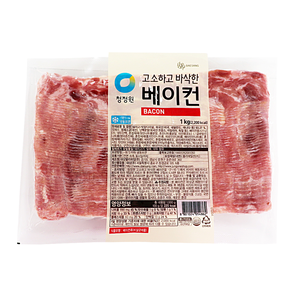 청정원 고소하고 바삭한 베이컨 1kg /냉동