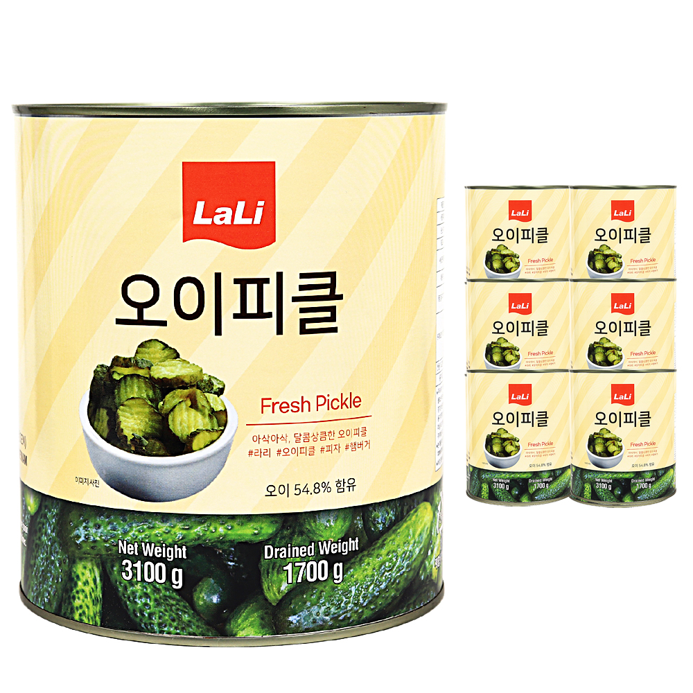라리 오이피클 슬라이스 한박스/물결무늬 (3.1kg x 6ea)
