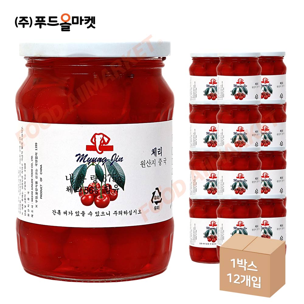 명진 레드체리 375g /꼭지있음 한박스 (375g x 12ea)