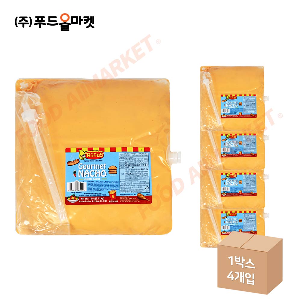 리코스 구어메이 나쵸치즈소스 3.11kg 파우치 한박스 (3.11kg x 4ea)