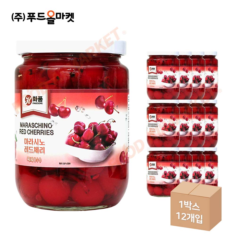 화풍 마라시노 레드체리 375g /꼭지있음 한박스 (375g x 12ea)