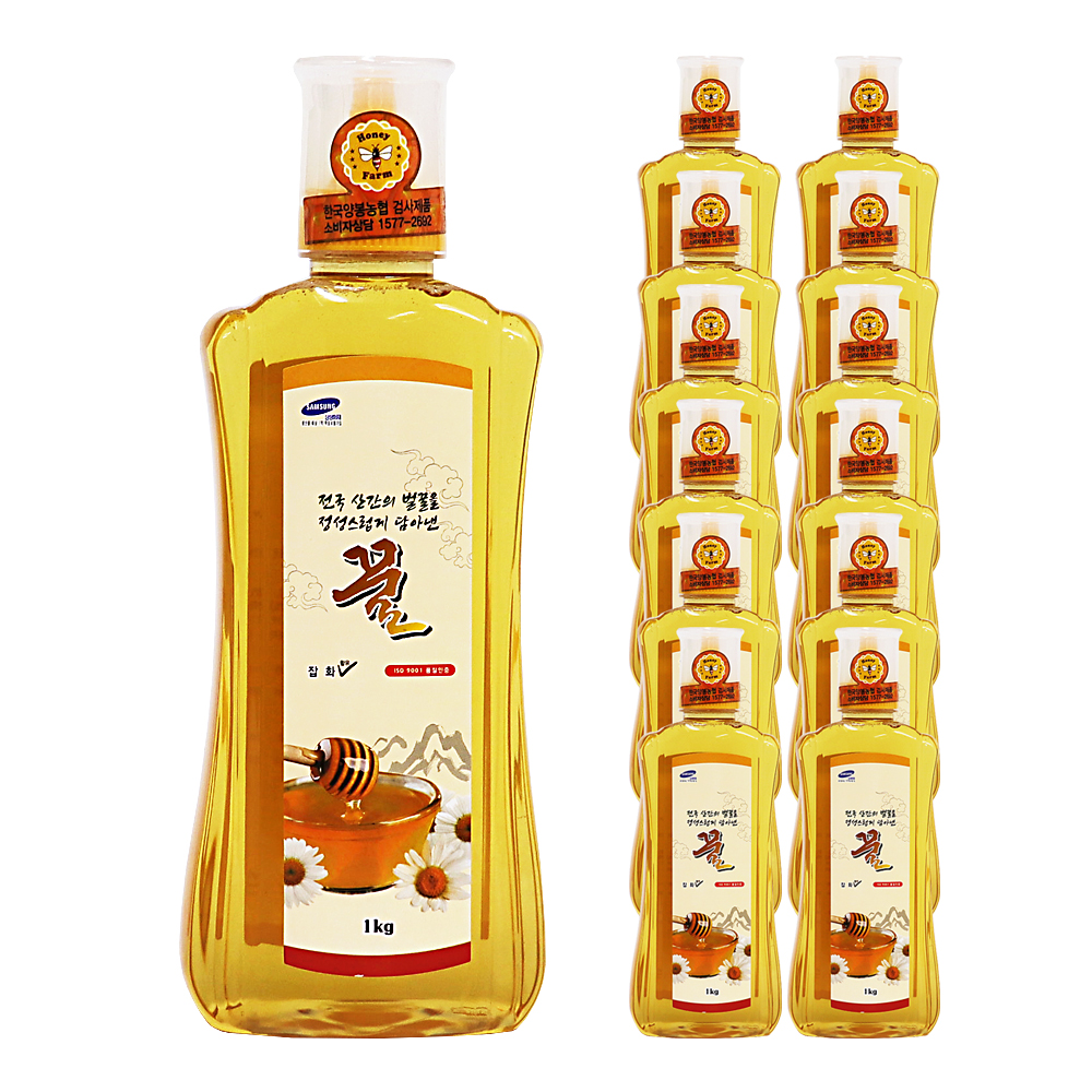 허니팜 벌꿀 1kg /잡화꿀 한박스 (1kg x 12ea)