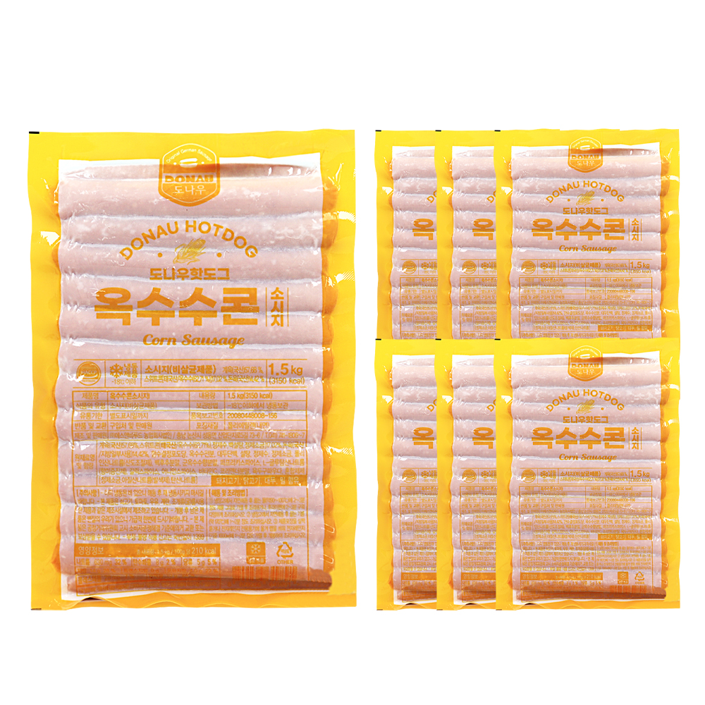 도나우핫도그 옥수수콘소시지I 1.5kg /냉동 한박스 (1.5kg x 6ea)-아이스박스무료