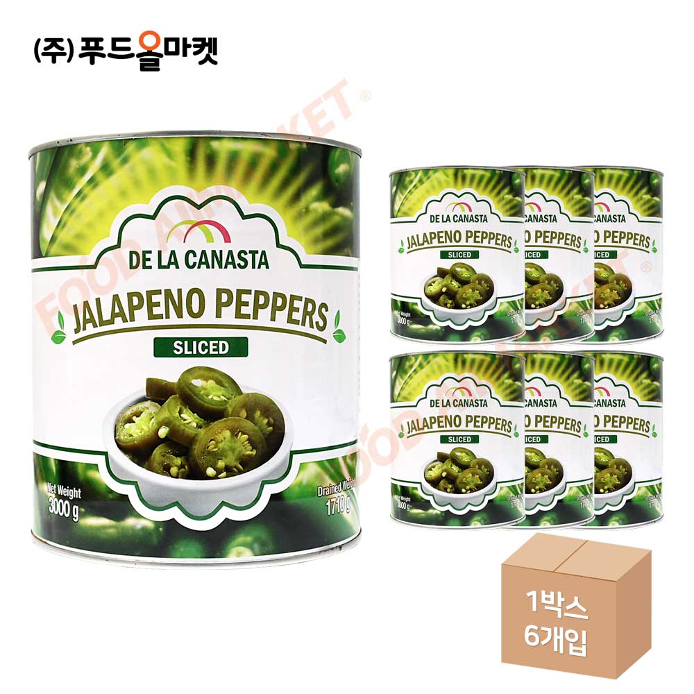 데라카나스타 할라페뇨 페퍼스 슬라이스 3kg 한박스 (3kg x 6ea)