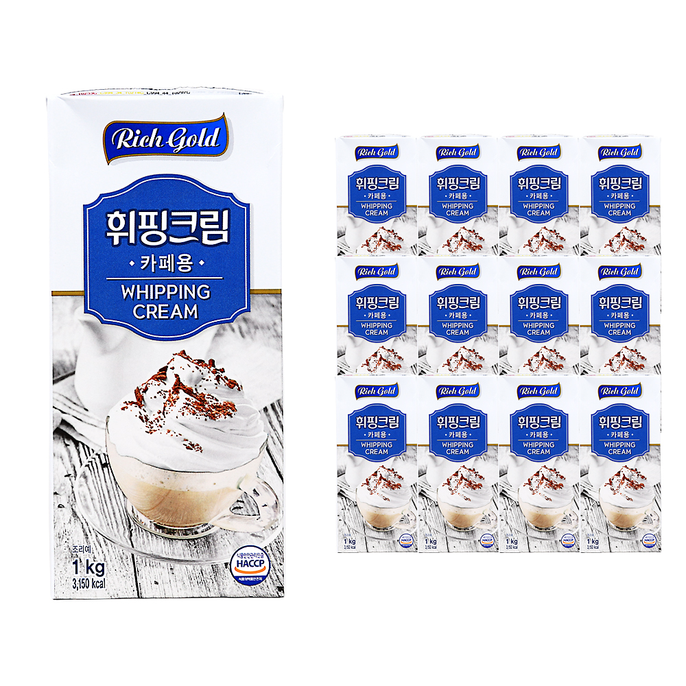 동서 리치골드 휘핑크림 1kg /가당 /냉장 한박스 (1kg x 12ea)-아이스박스무료