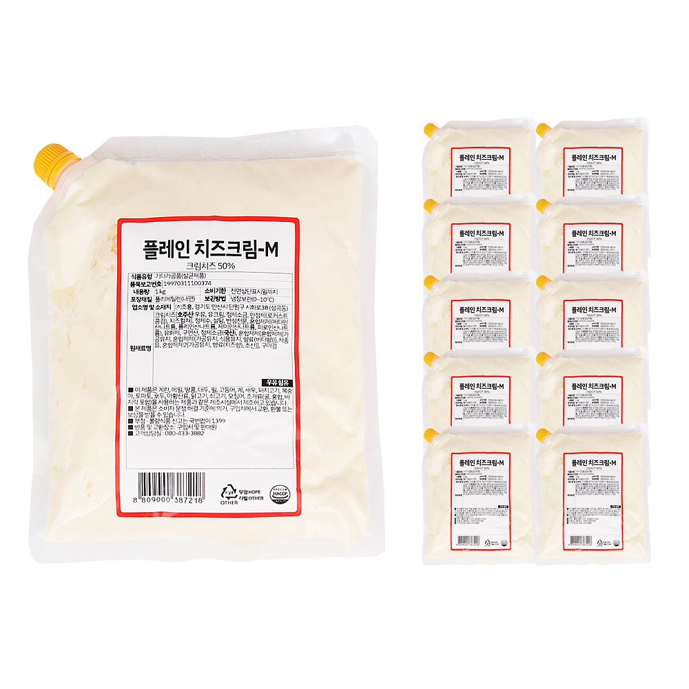 코다노 플레인 치즈크림-M 1kg/ 냉장 한박스 (1kg x 10ea)-아이스박스무료
