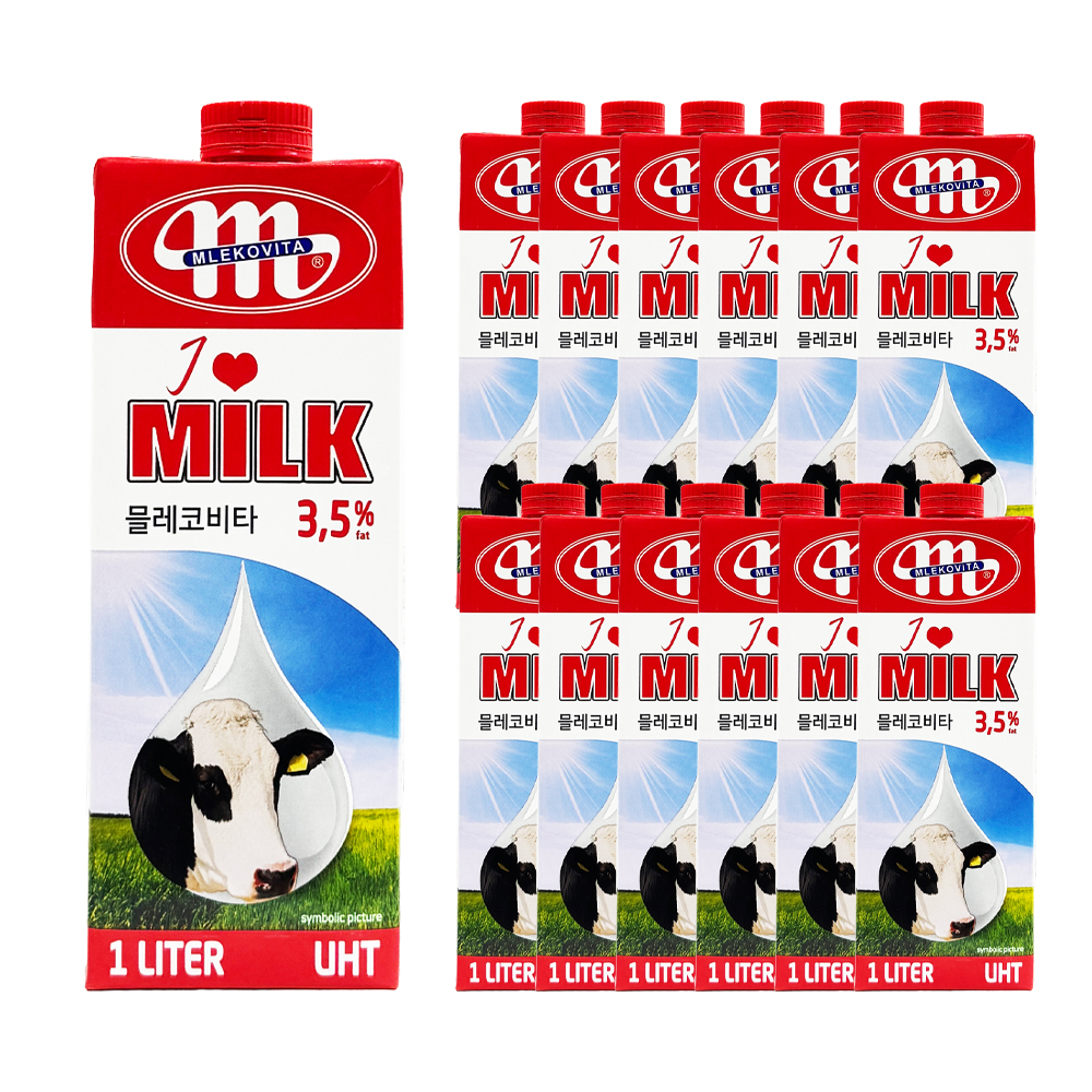 믈레코비타 3.5% 우유 1L /멸균우유 한박스 (1L x 12ea)