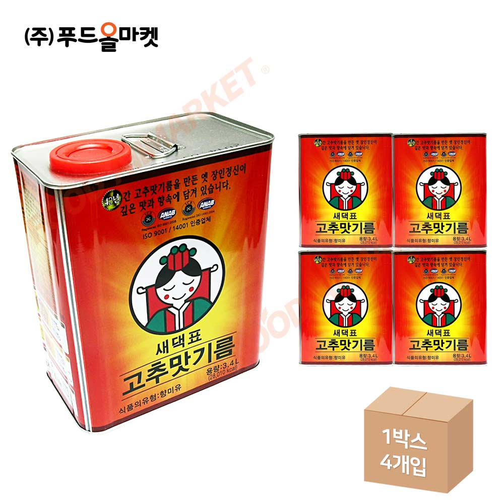 새댁표 고추맛기름 3.4L 한박스 (3.4L x 4ea)