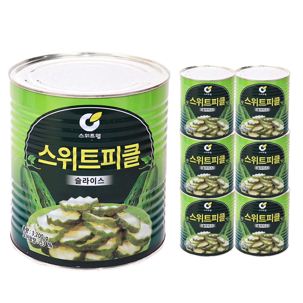 스위트웰 스위트피클 슬라이스 3.2kg /오이피클 한박스 (3.2kg x 6ea)