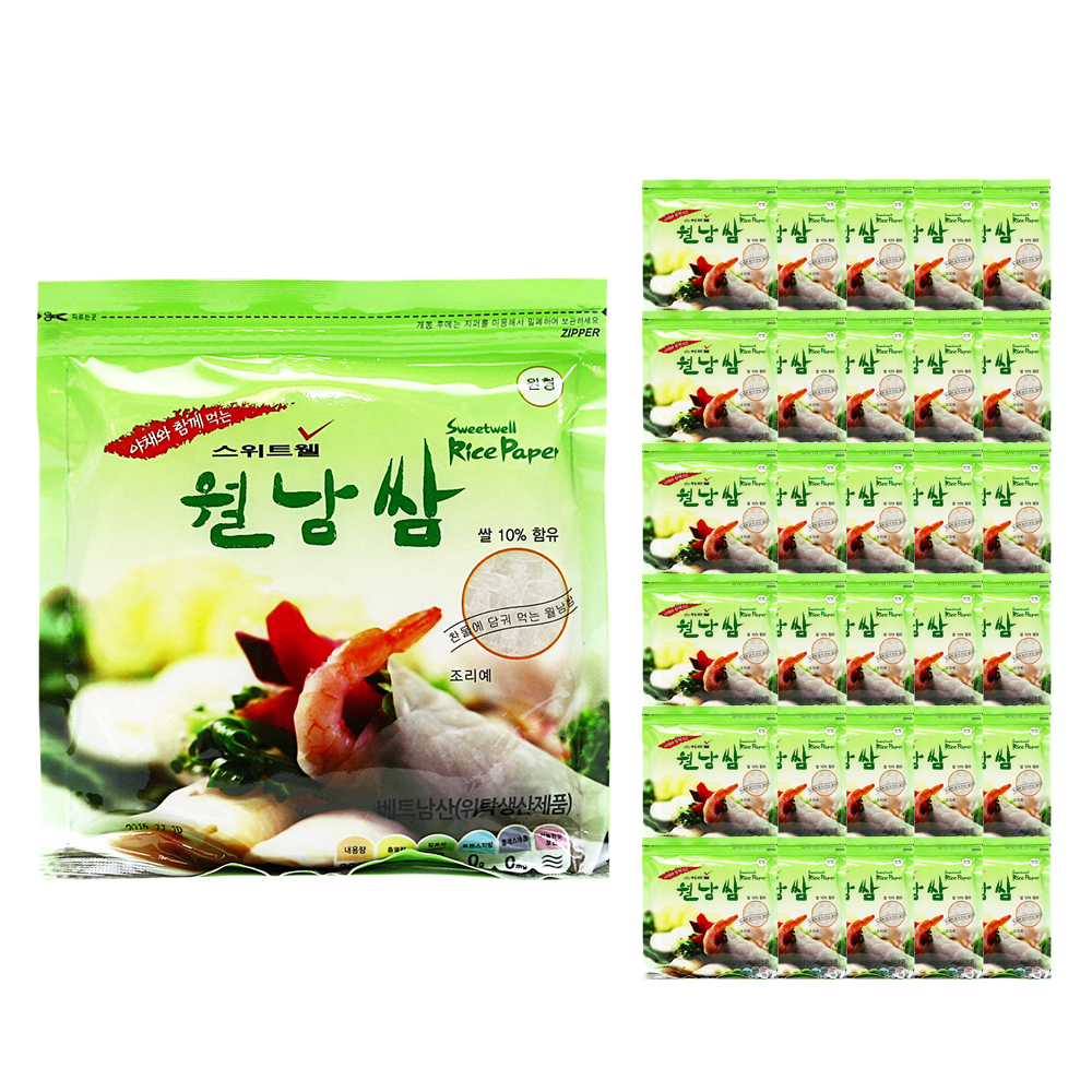 스위트웰 월남쌈 200g-16cm-원형-지퍼백-약38장 한박스 (200g x 30ea)