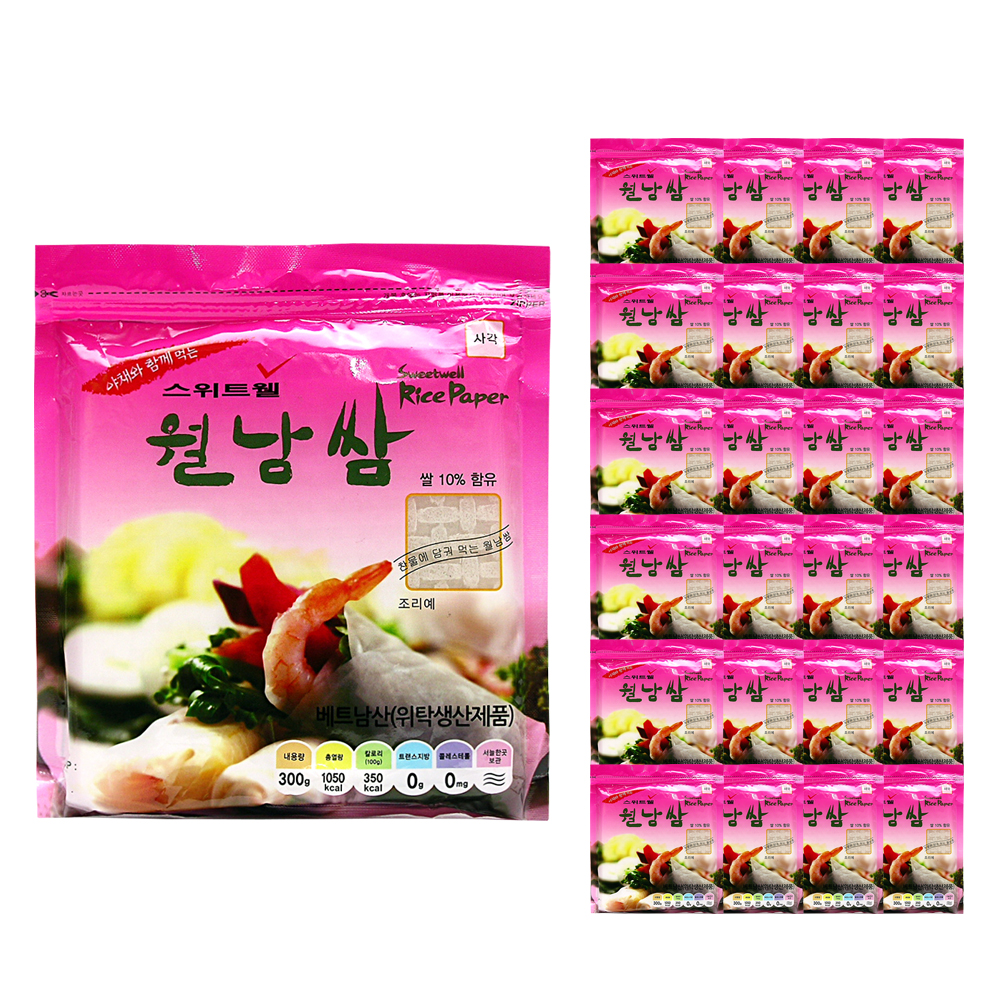 스위트웰 월남쌈 300g-16cm-사각-지퍼백 한박스 (300g x 24ea)