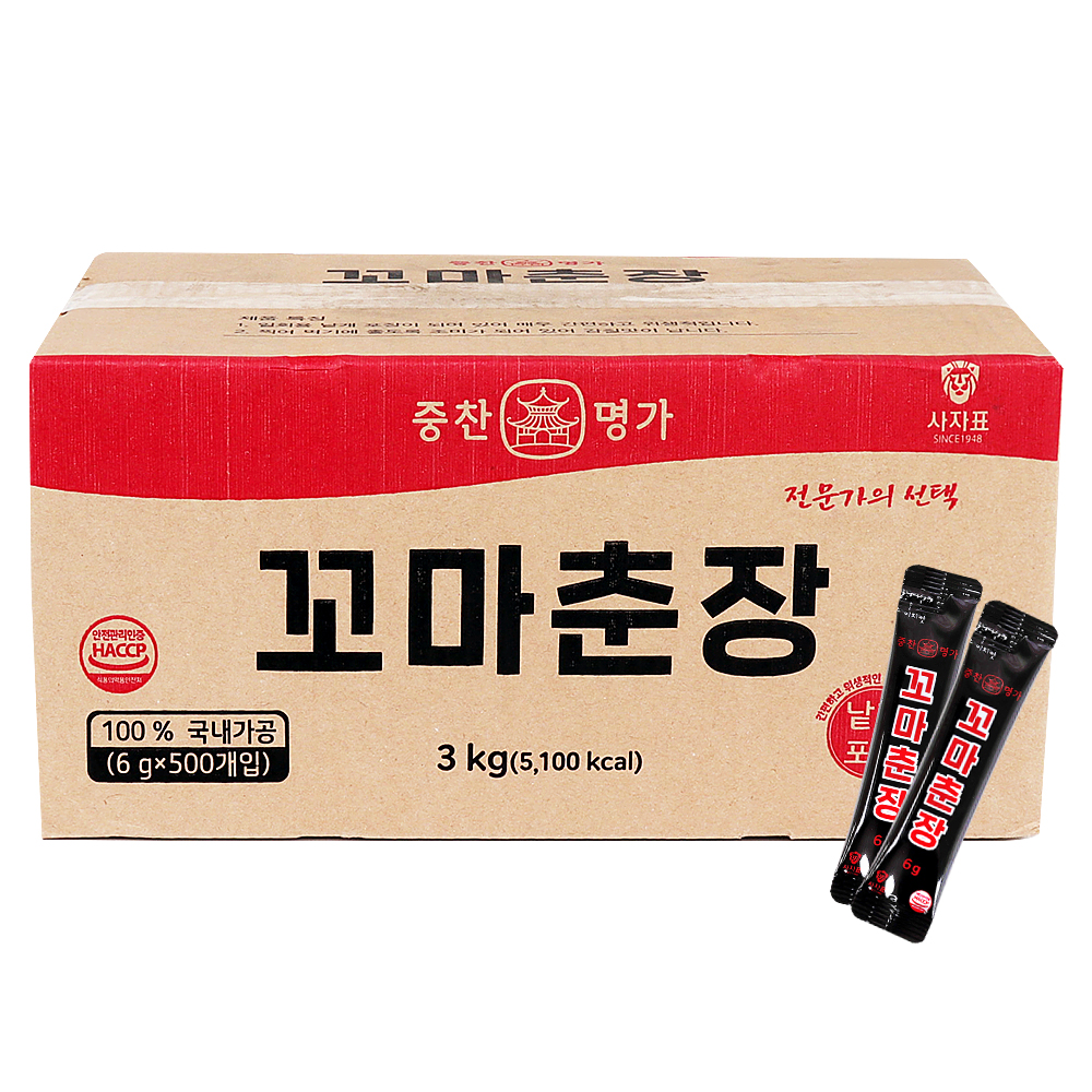 중찬명가 꼬마춘장 3kg(6gx500ea)/box 한박스