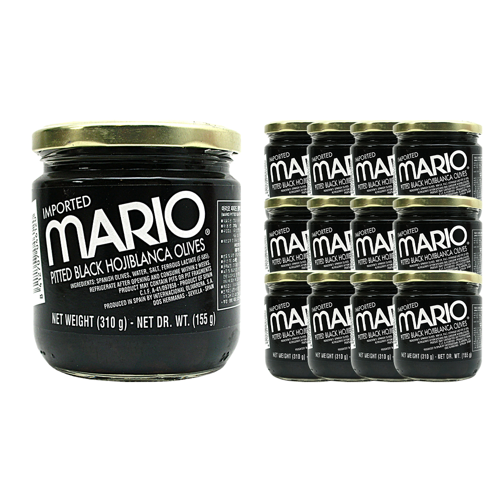 마리오 피티드 블랙 오히블랑까 올리브 310g /홀 한박스 (310g x 12ea)
