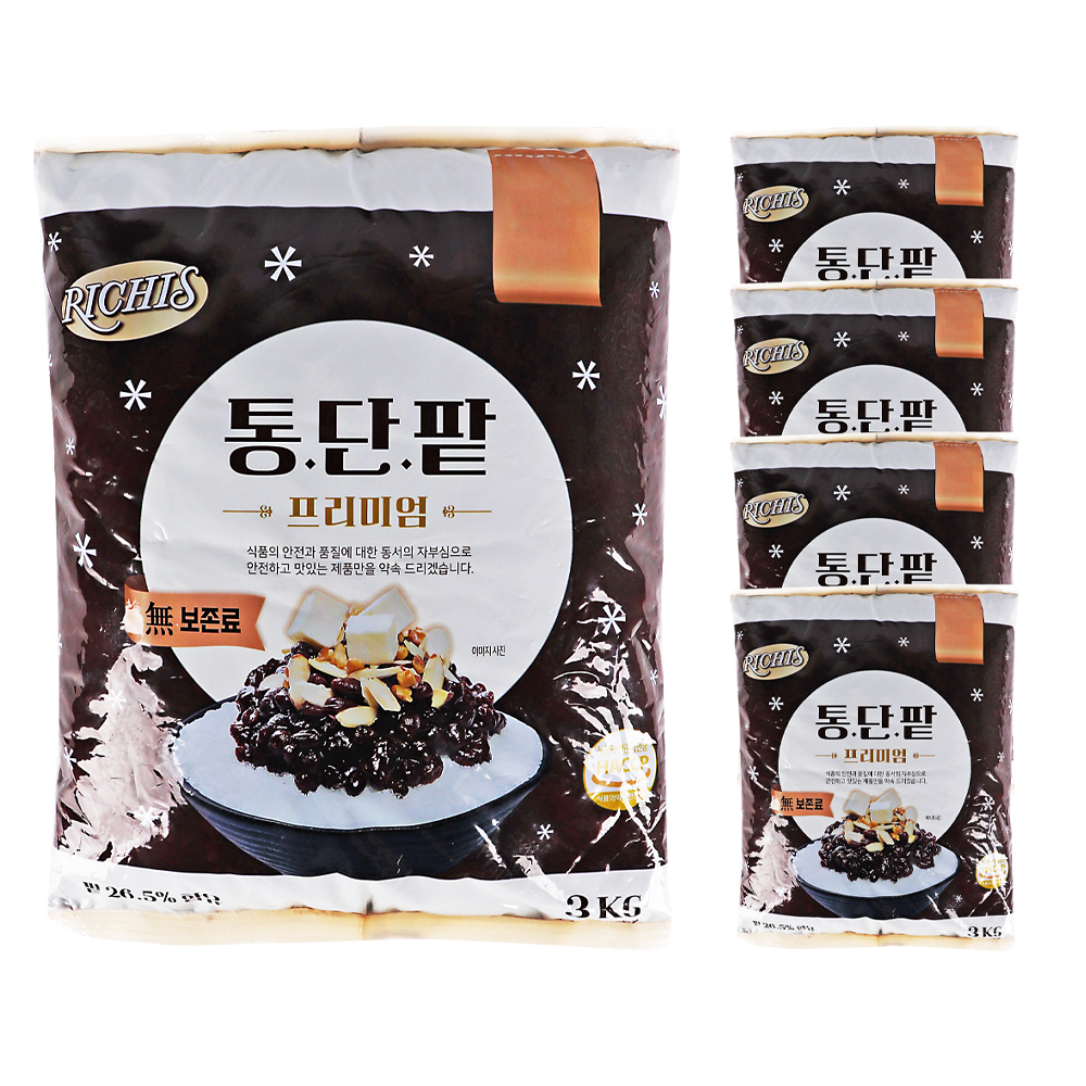 리치스 통단팥 프리미엄 3kg /빙수팥 파우치 한박스 (3kg x 4ea)/ 소비기한 26.01.10