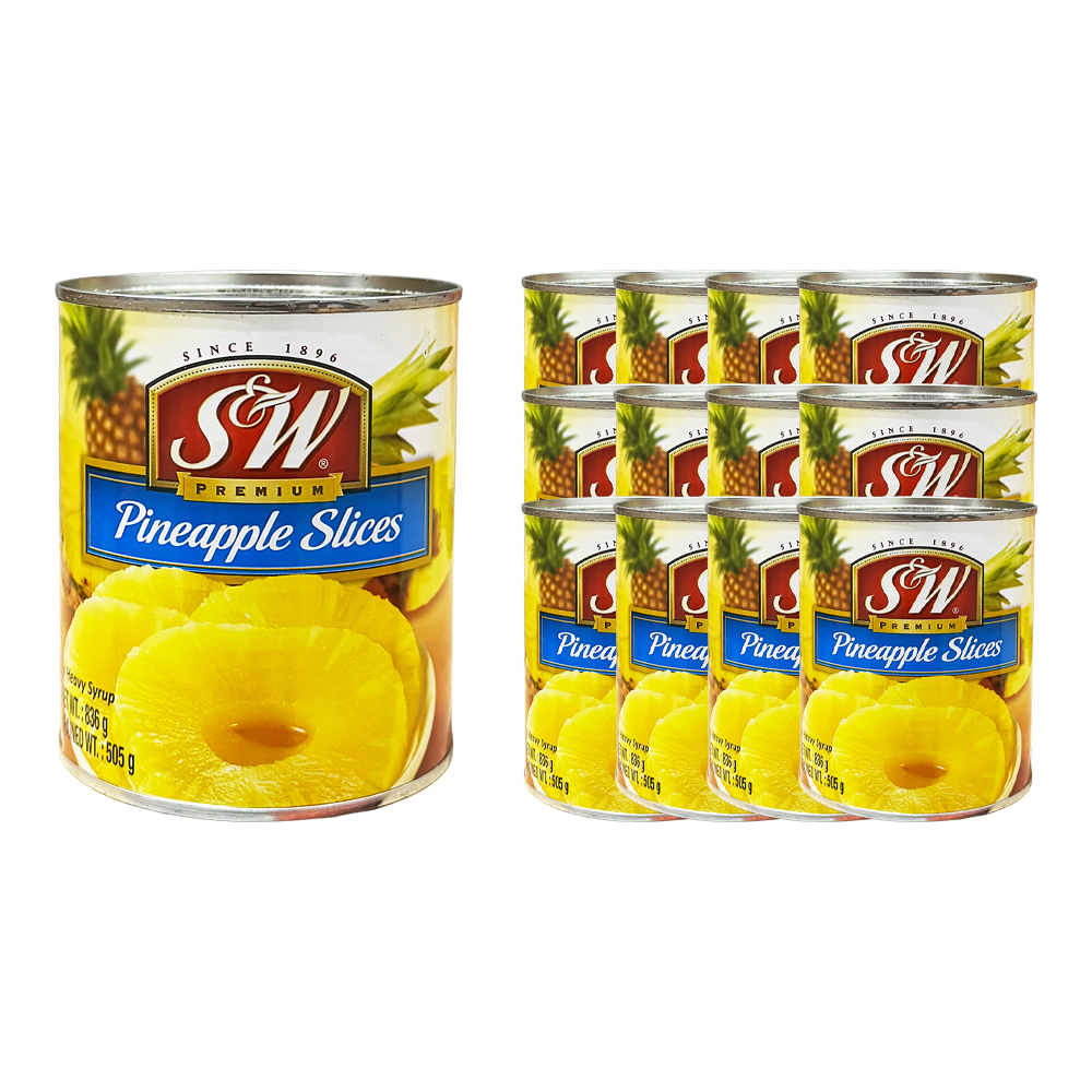 에스앤더블유 프리미엄 파인애플 슬라이스 836g 한박스 (836g x 12ea)