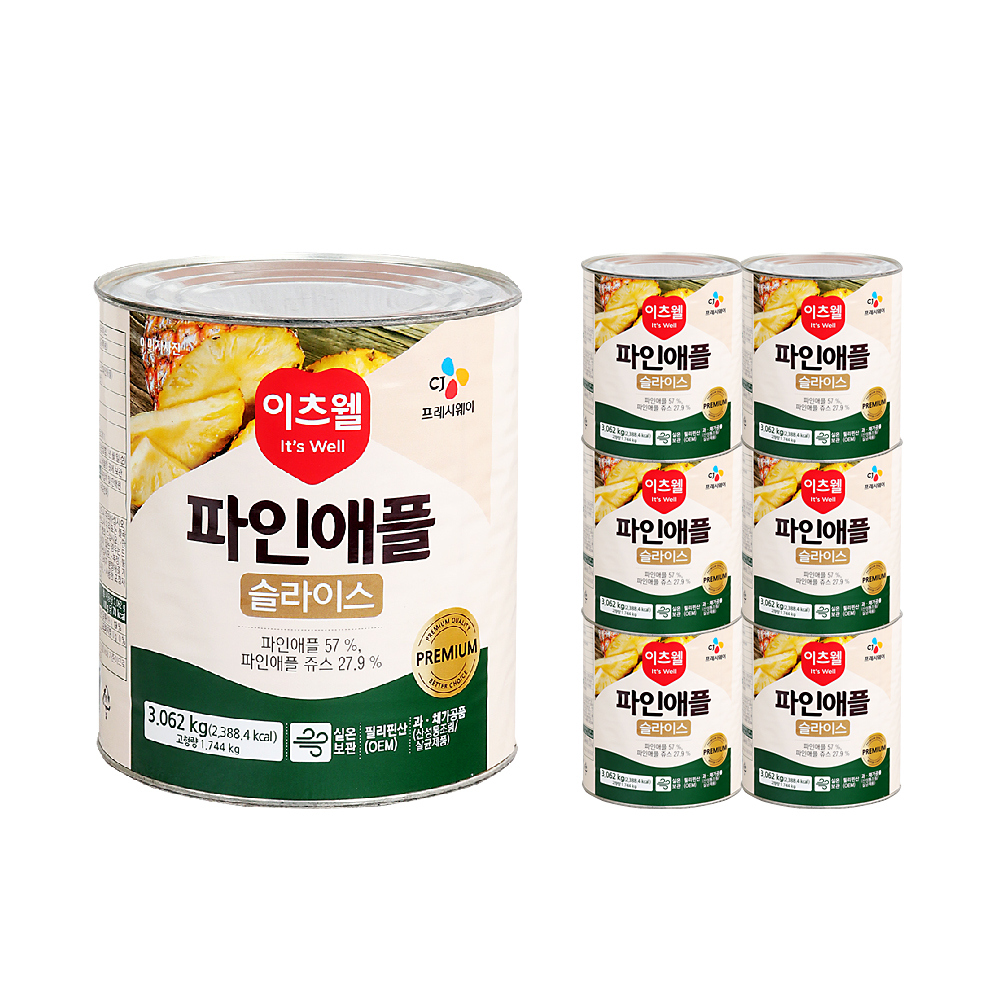 이츠웰 프리미엄 파인애플 슬라이스 3062g /Philpack 한박스 (3.062kg x 6ea)