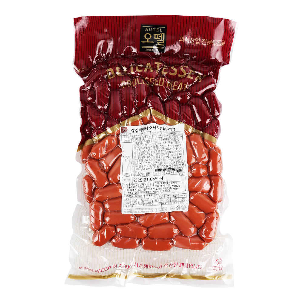 오뗄 칼집 비엔나소시지 1kg /냉장/소비기한 25.04.12