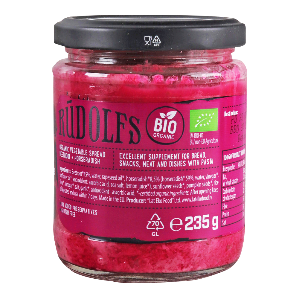 루돌프 유기농 야채스프레드 비트 호스래디시 235g
