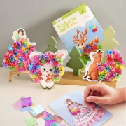 패브릭 포크 아트 DIY 키트 공주 동물 인형 옷입히기 접착식 3D 만들기 꾸미기