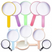 원형 손거울 손잡이 손거울 고양이 칼라손거울 PVC 휴대용 가정용