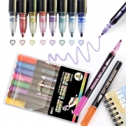 아웃라인펜 메탈 은색 실버 컬러 테두리펜 다이어리 카드 꾸미기 반짝이 데코펜 마카