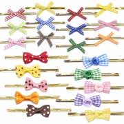 빵끈타이리본 약100개입 스티치 체크 땡땡이 장미체크 리본타이 선물장식 대용량 포장빵끈