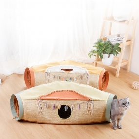 [도그웨그] 인디언 바스락 쥐돌이 장난감 고양이터널 실내 놀이터 2color